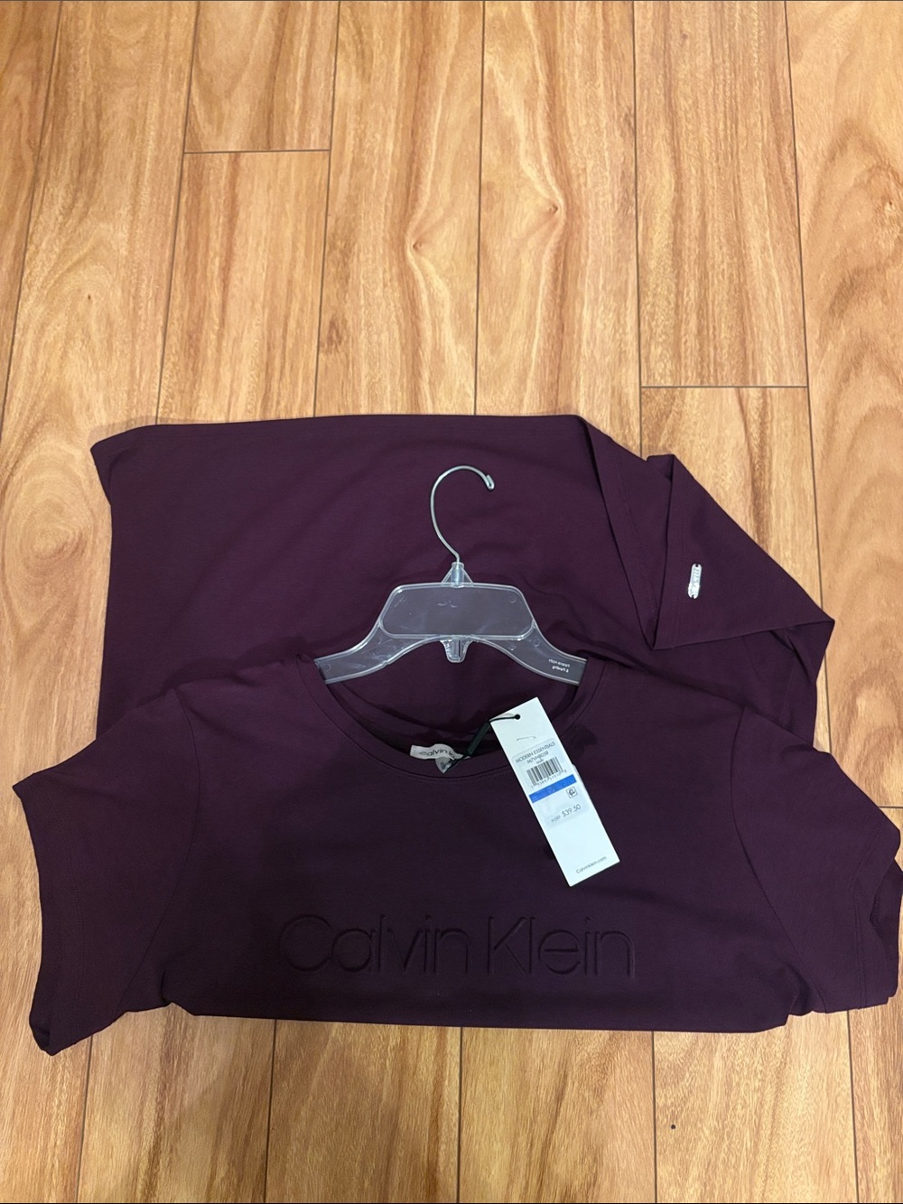 NWT Calvin Klein burgundy/purple logo tee, XL, cotton/modal/spandex, stretch - Picture 8 of 9